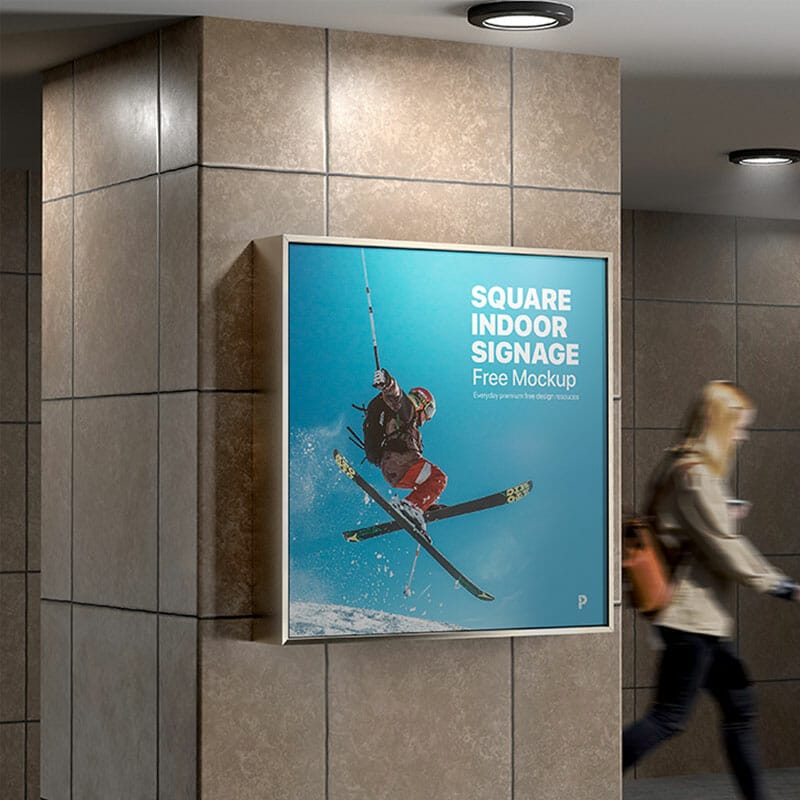 Free Square Indoor Signage Mockup