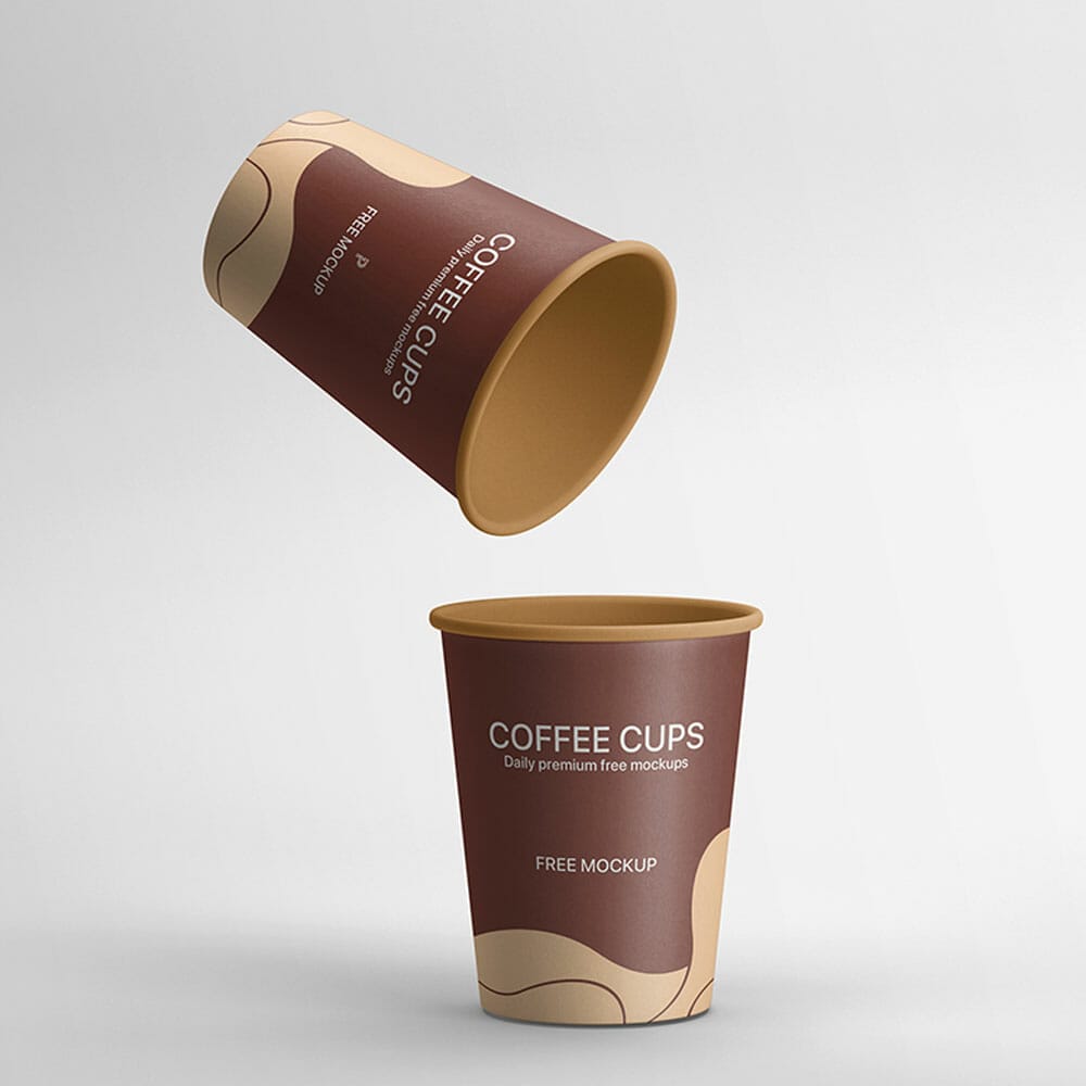 Free Two Coffee Cups Mockup