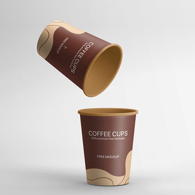 Free Two Coffee Cups Mockup