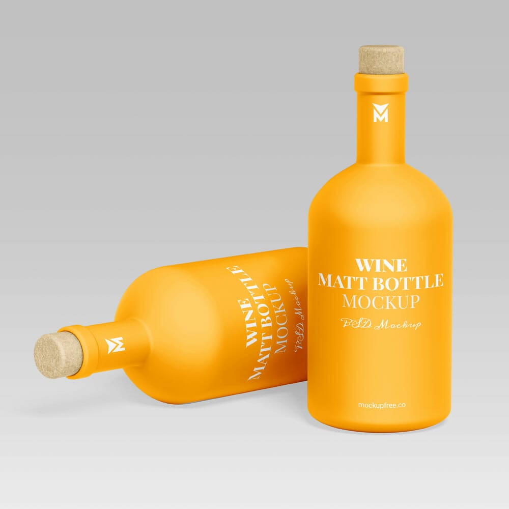 Free Wine Matt Bottle Mockup