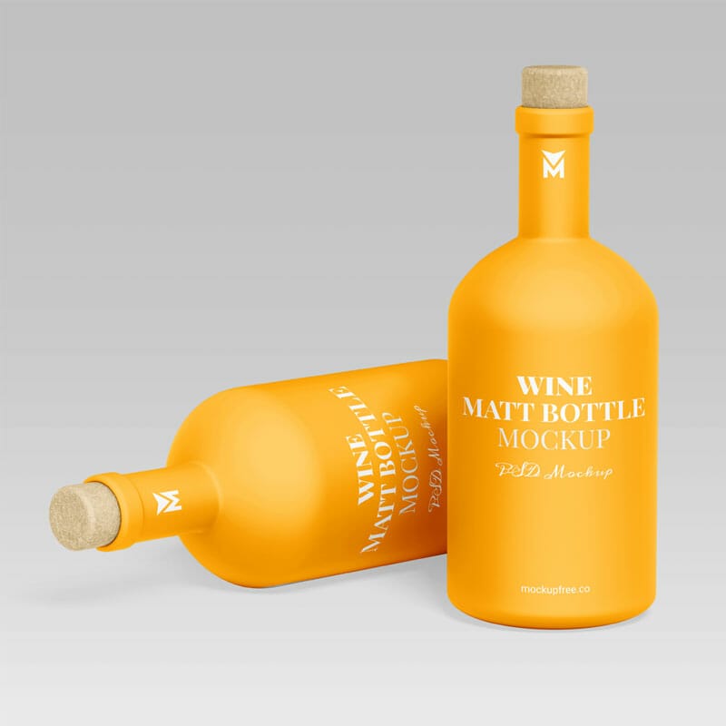 Free Wine Matt Bottle Mockup