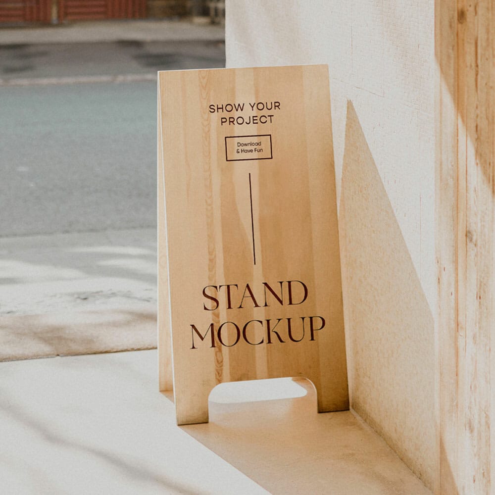 Free Wood Stand Mockup
