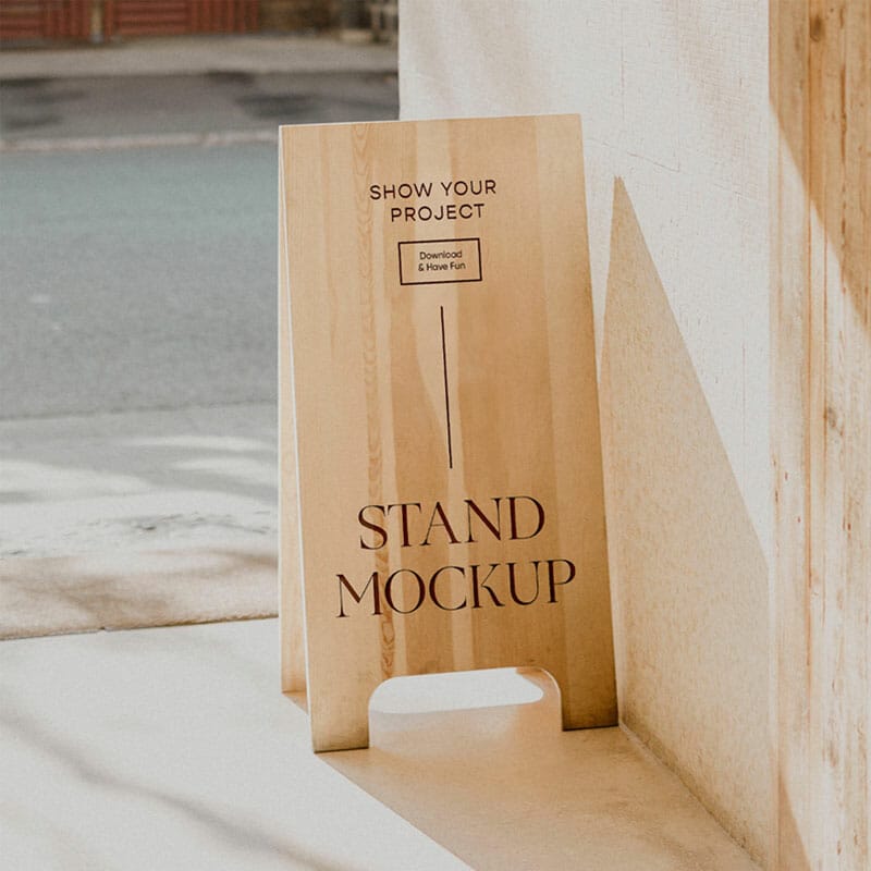 Free Wood Stand Mockup