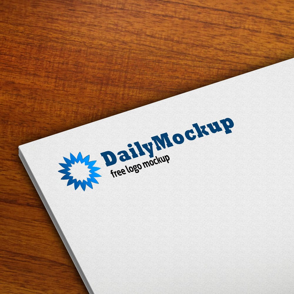 Letterhead Logo Mock-up On Wooden Table