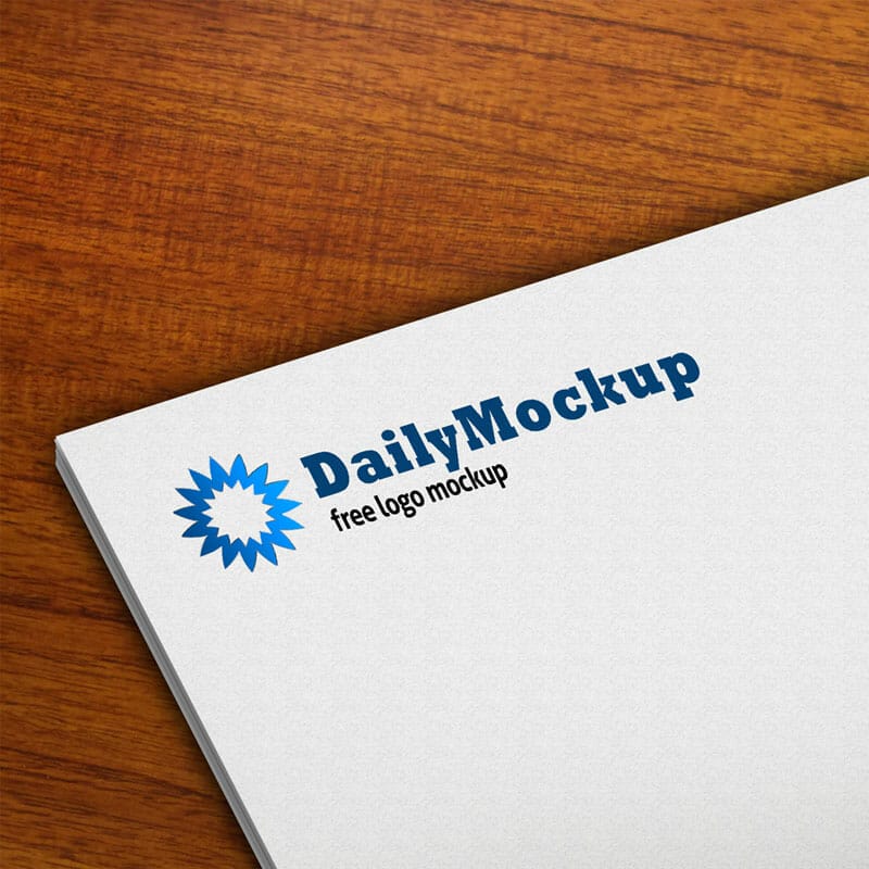 Letterhead Logo Mock-up On Wooden Table