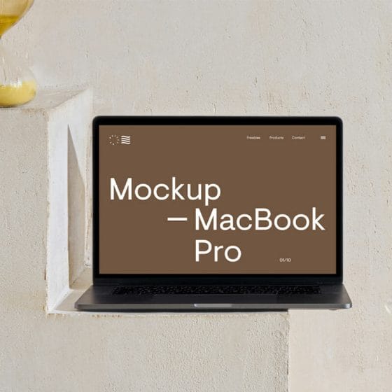 MacBook Pro On Stairs Mockup