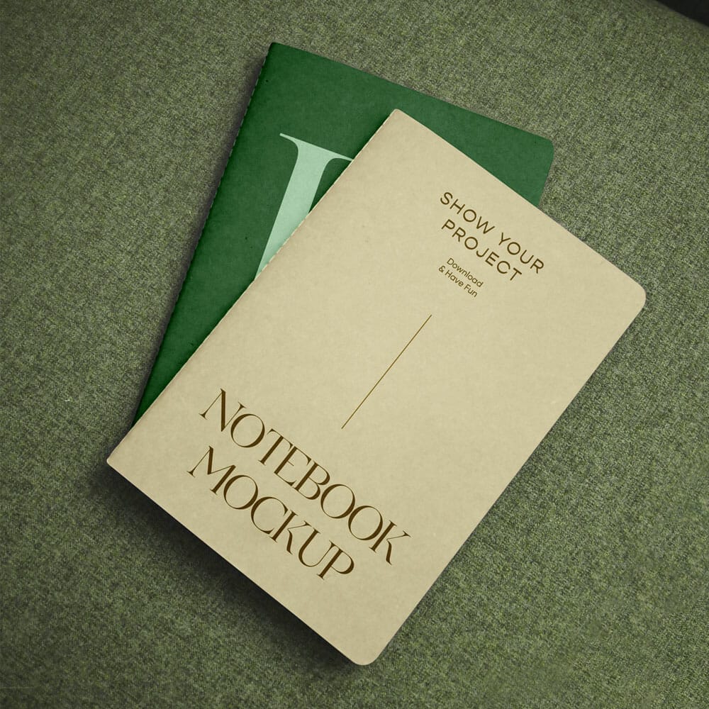 Notebook On Sofa PSD Mockups