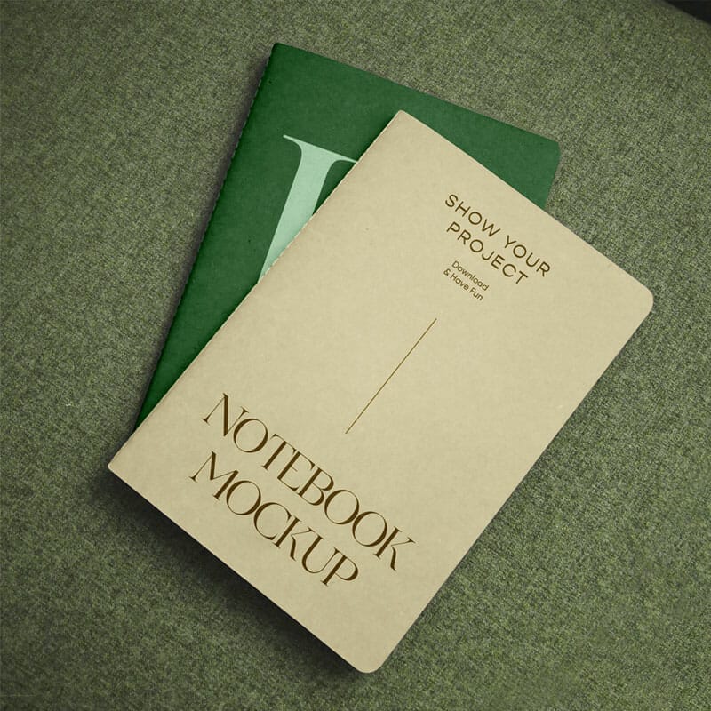 Notebook On Sofa PSD Mockups