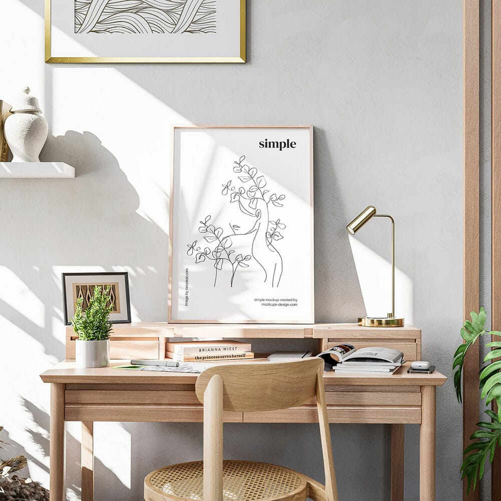 Poster Frame In Light Room Mockup