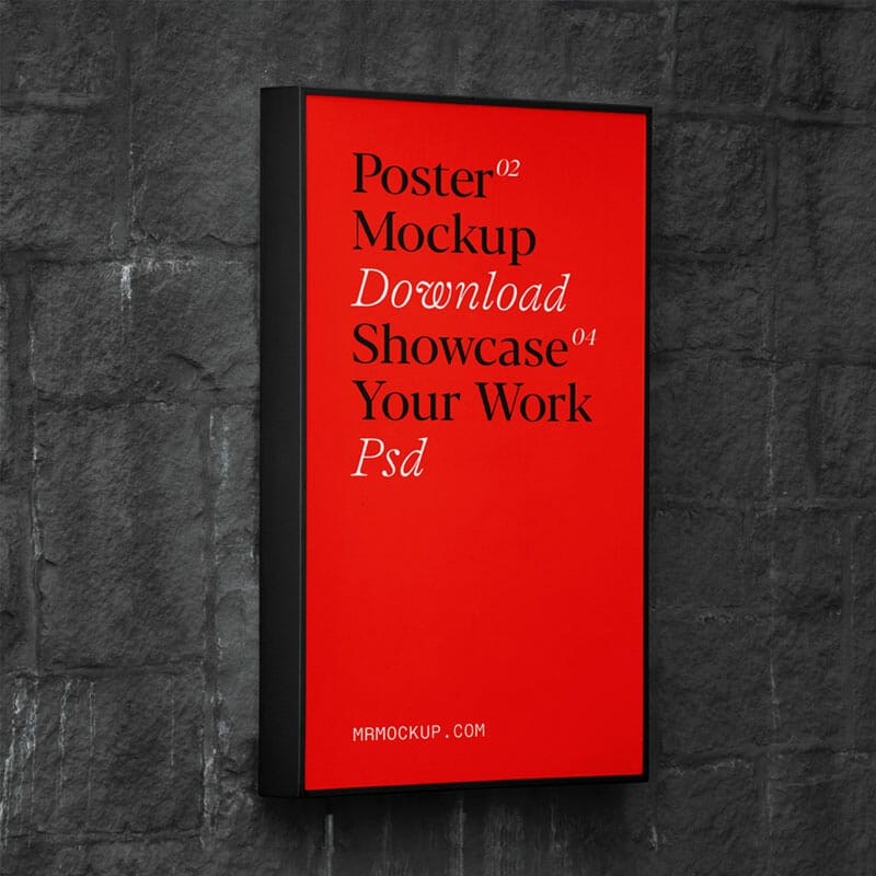 Poster On Brick Wall Mockup