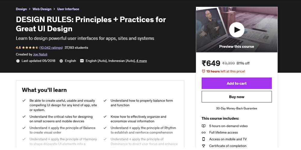 Principles and Practices for Great UI Design course