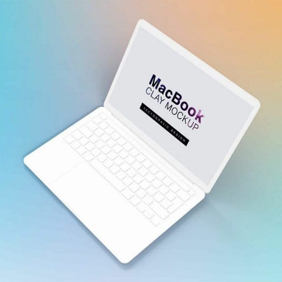 Right Top View Laptop Macbook Clay Free Mockups