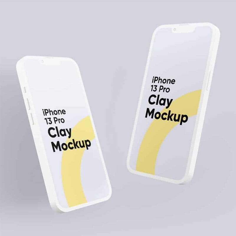 Two Floating iPhone 13 Pro Clay Mockups