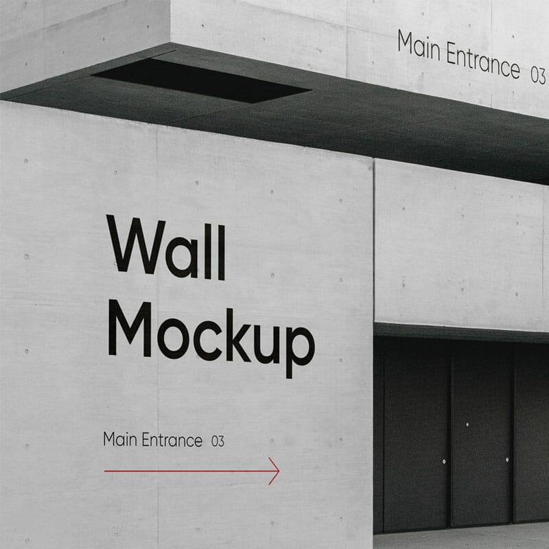 Wayfinding On Wall PSD Mockup