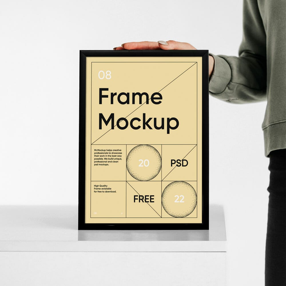 Women Holding Frame PSD Mockup