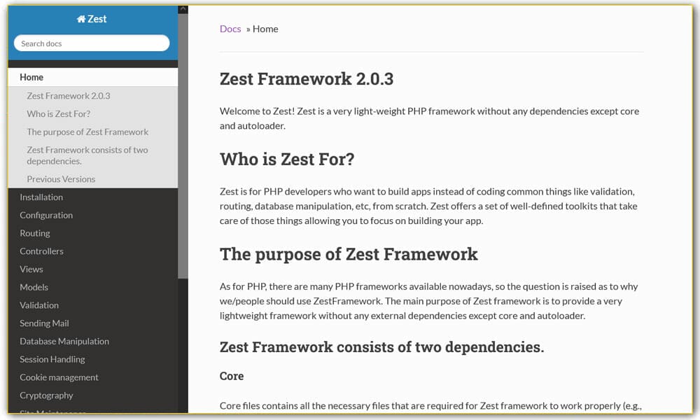 Zest Framework