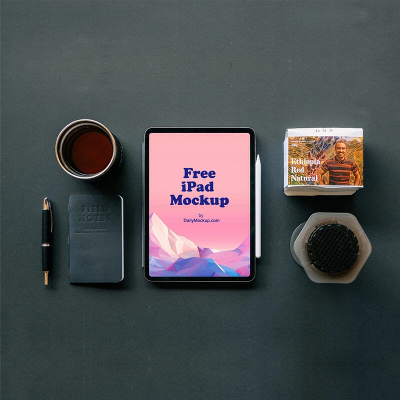 iPad On Desk Free PSD Mockup