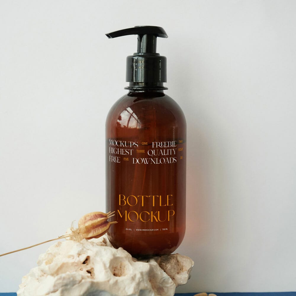 Bottle On Stone PSD Mockup