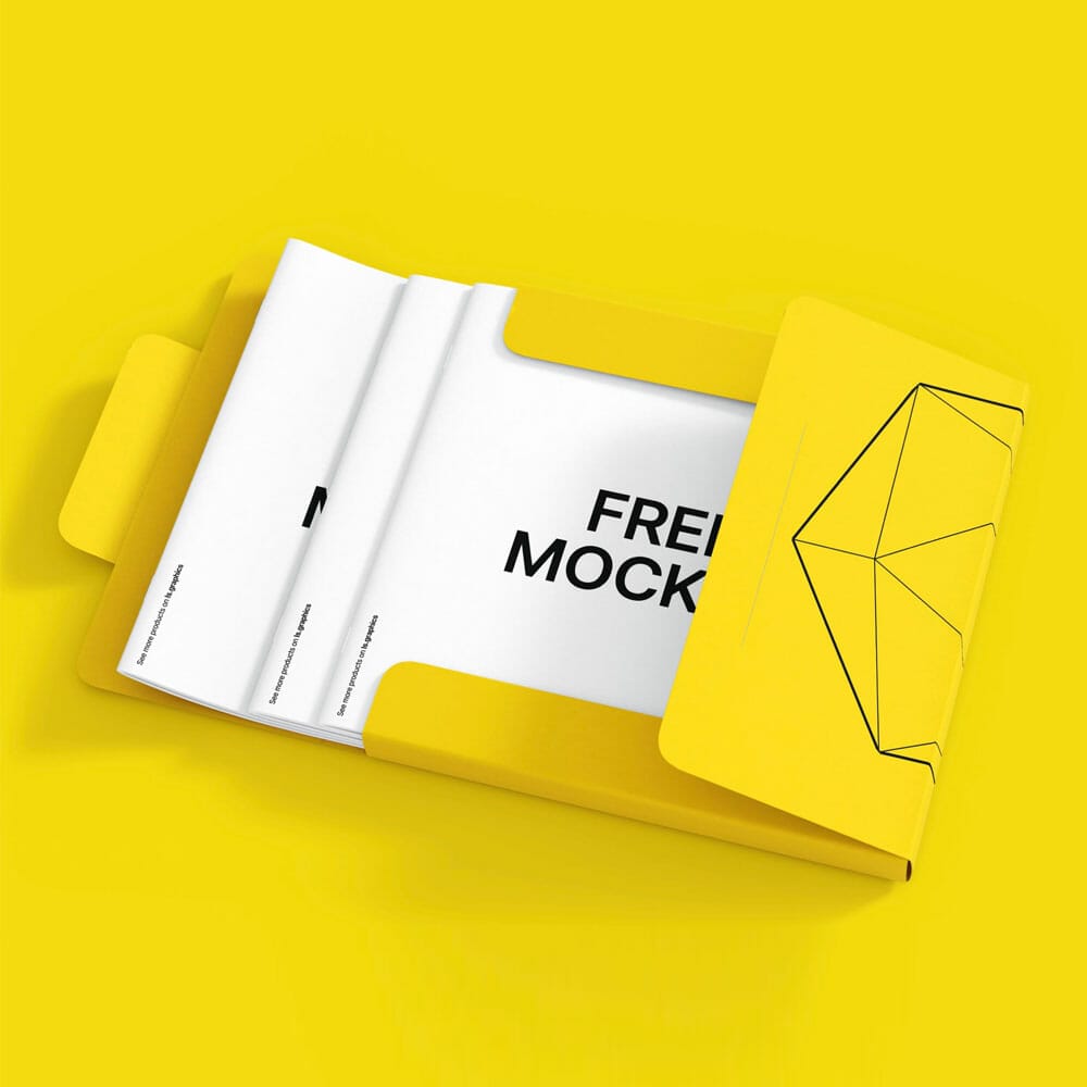 Cardboard Folder And Brochures Free Mockup