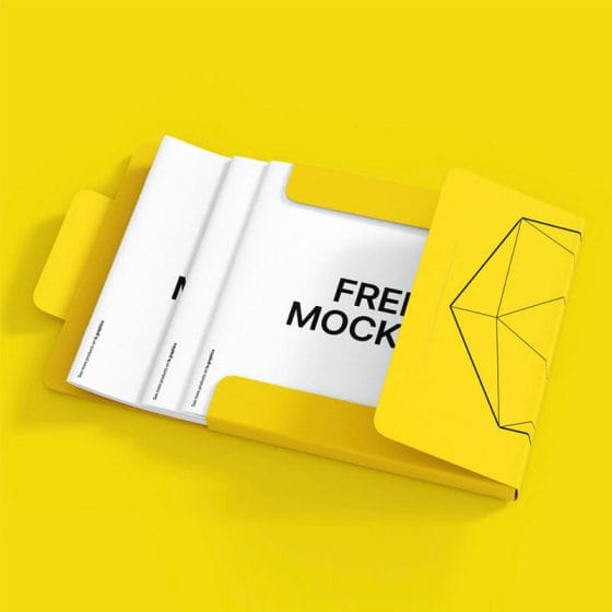 Cardboard Folder And Brochures Free Mockup