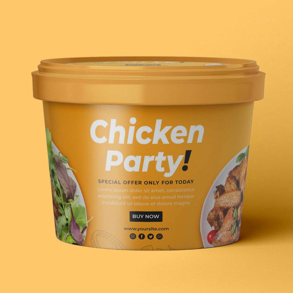 Food Bucket Mockup Free PSD Template