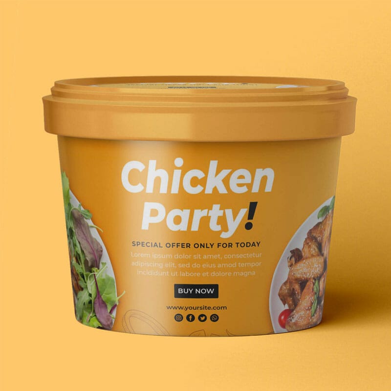 Food Bucket Mockup Free PSD Template