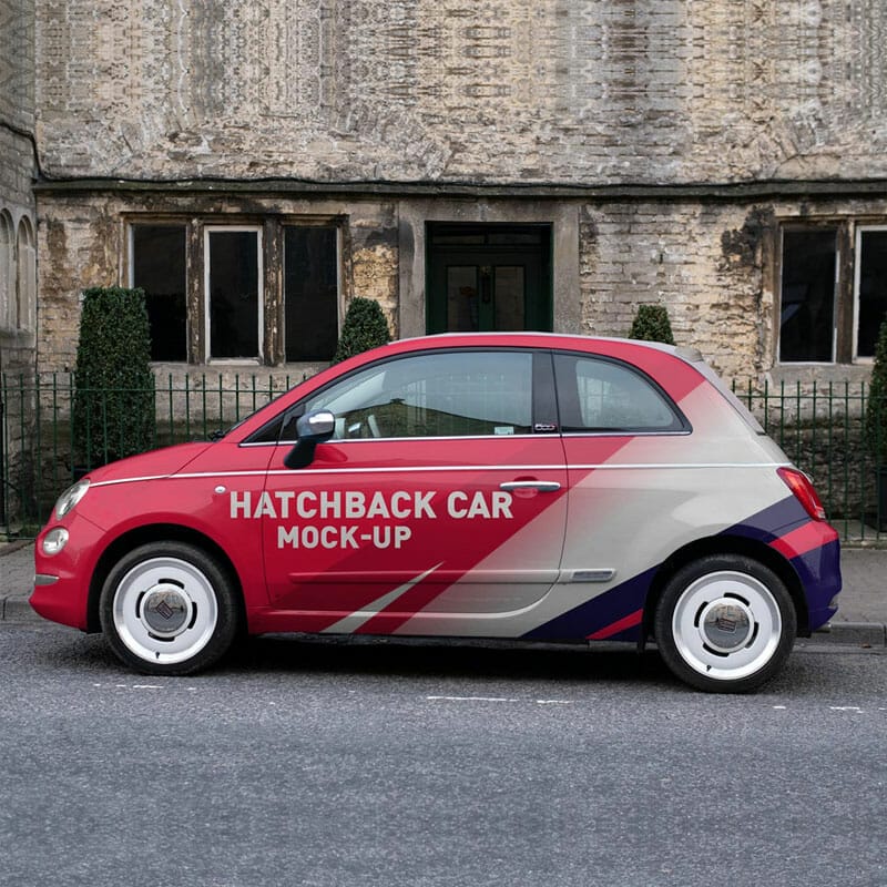 Free 3-Door Hatchback Car Mockup PSD