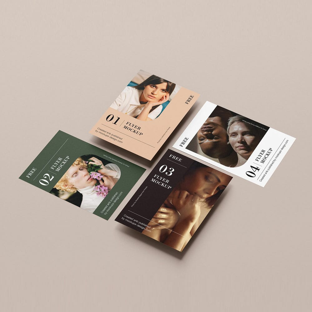 Free A4 Flyers Grid Mockup