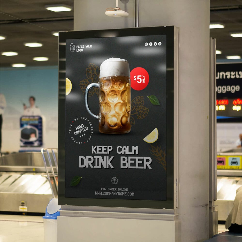 Free Beer Ad Mockup PSD Template
