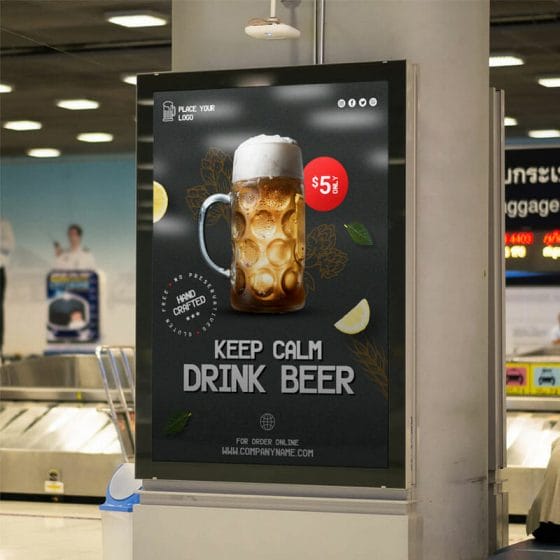 Free Beer Ad Mockup PSD Template