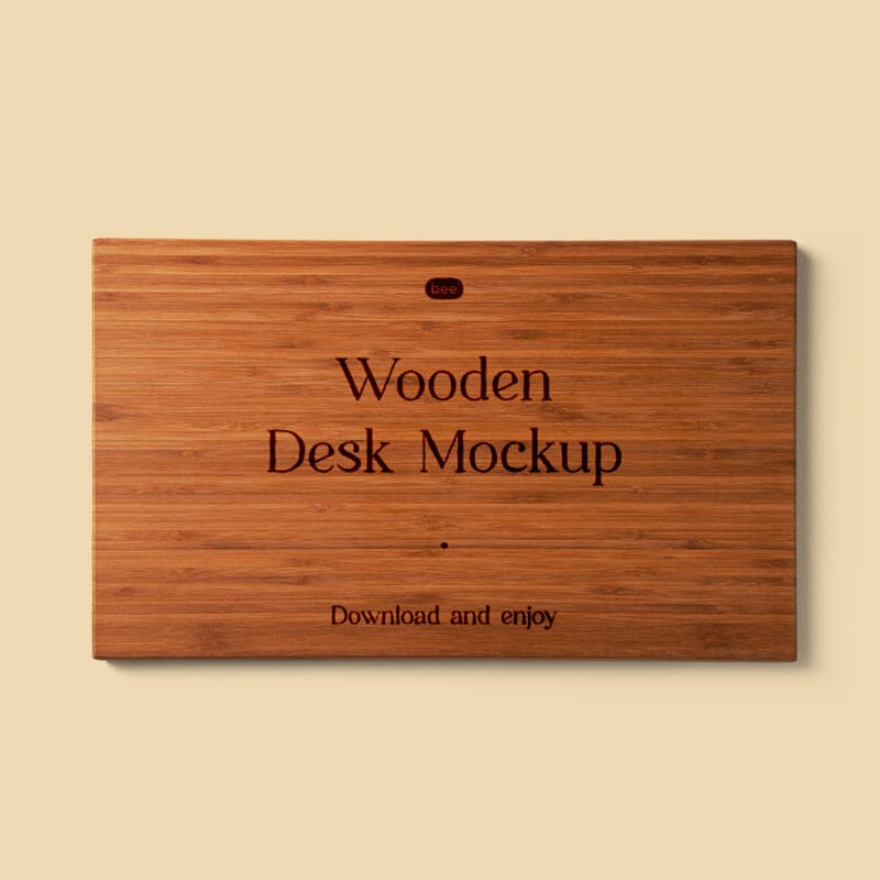 Free Big Wooden Desk Mockup