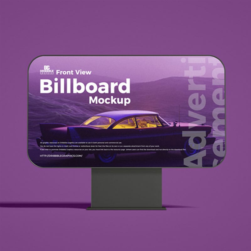 Free Brand Advertisement Front View Billboard Mockup