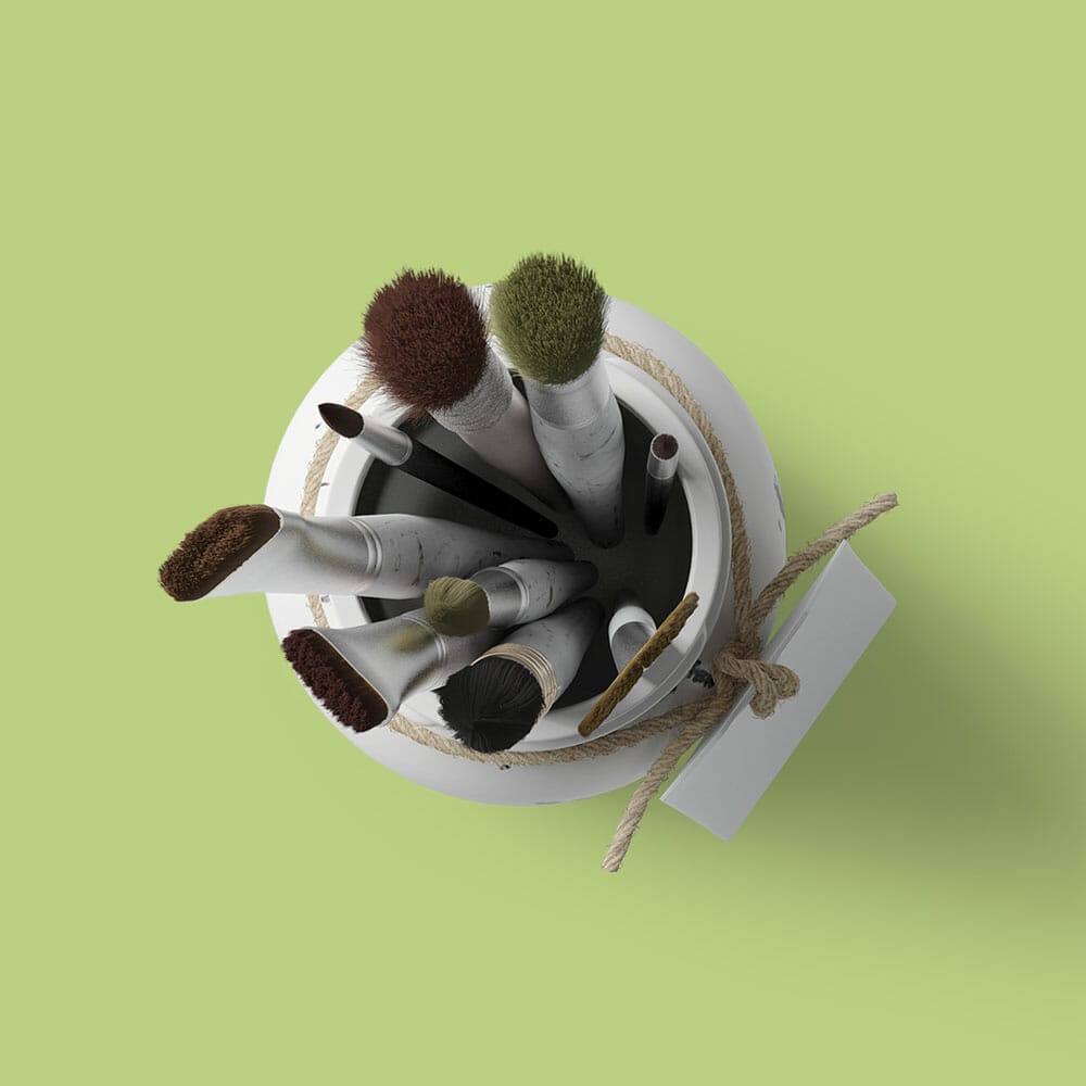 Free Brush Stand Mockup Top View