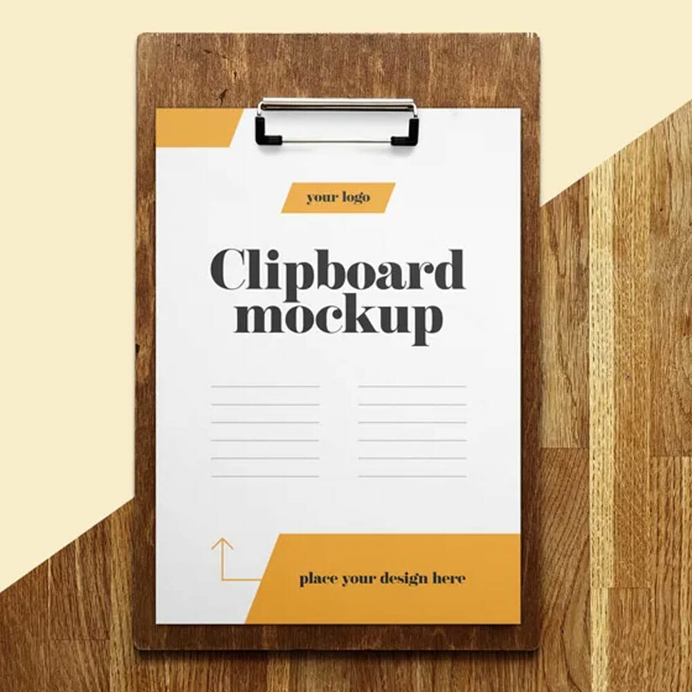 Free Clipboard Menu Mockup