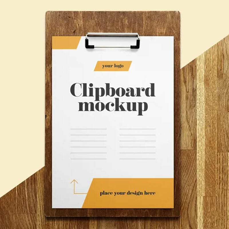 Free Clipboard Menu Mockup