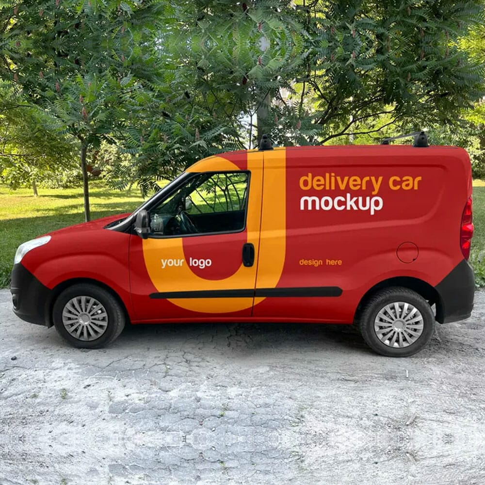 Free Delivery Car Mockup