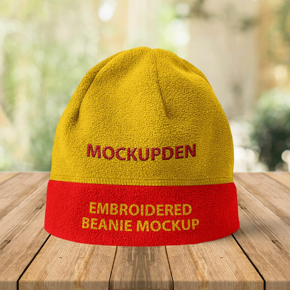 Free Embroidered Beanie Mockup PSD Template