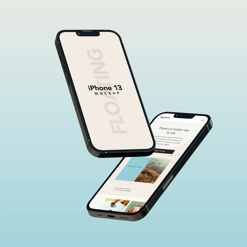 Free Floating iPhone 13 Mockup PSD