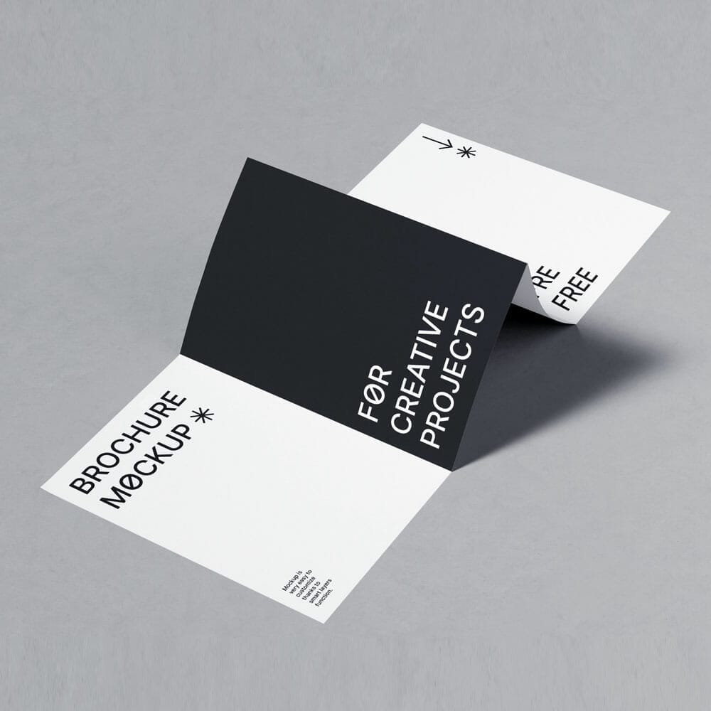 Free Folded Brochure PSD Mockup