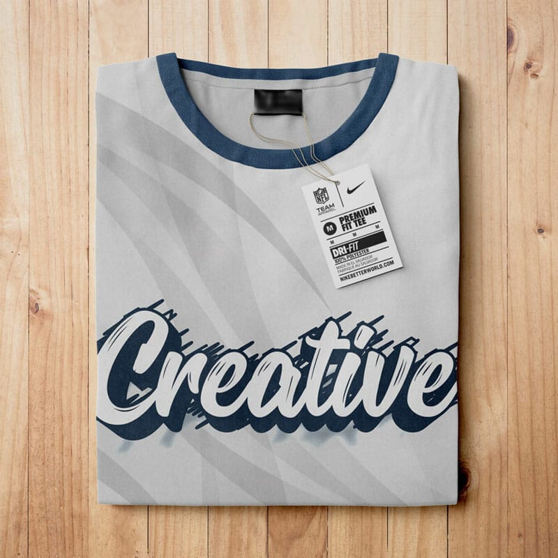 Free Folded White T Shirt Mockup PSD Template