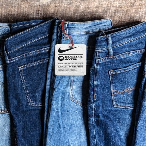 Free Jeans Label Mockup PSD Template