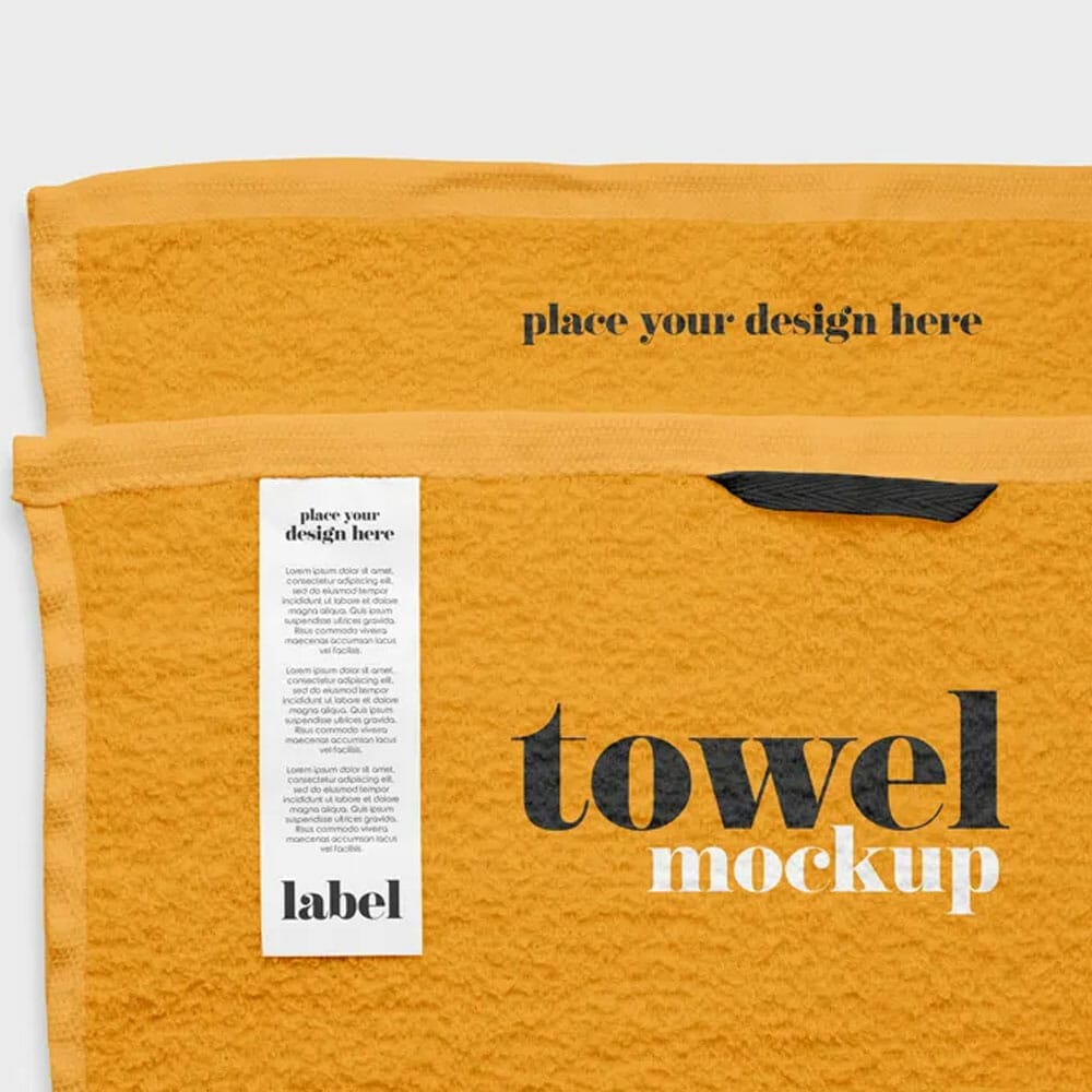 Free Label On Towel Mockup