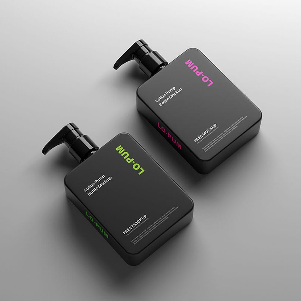 Free Lotion Pump Bottle Mockup