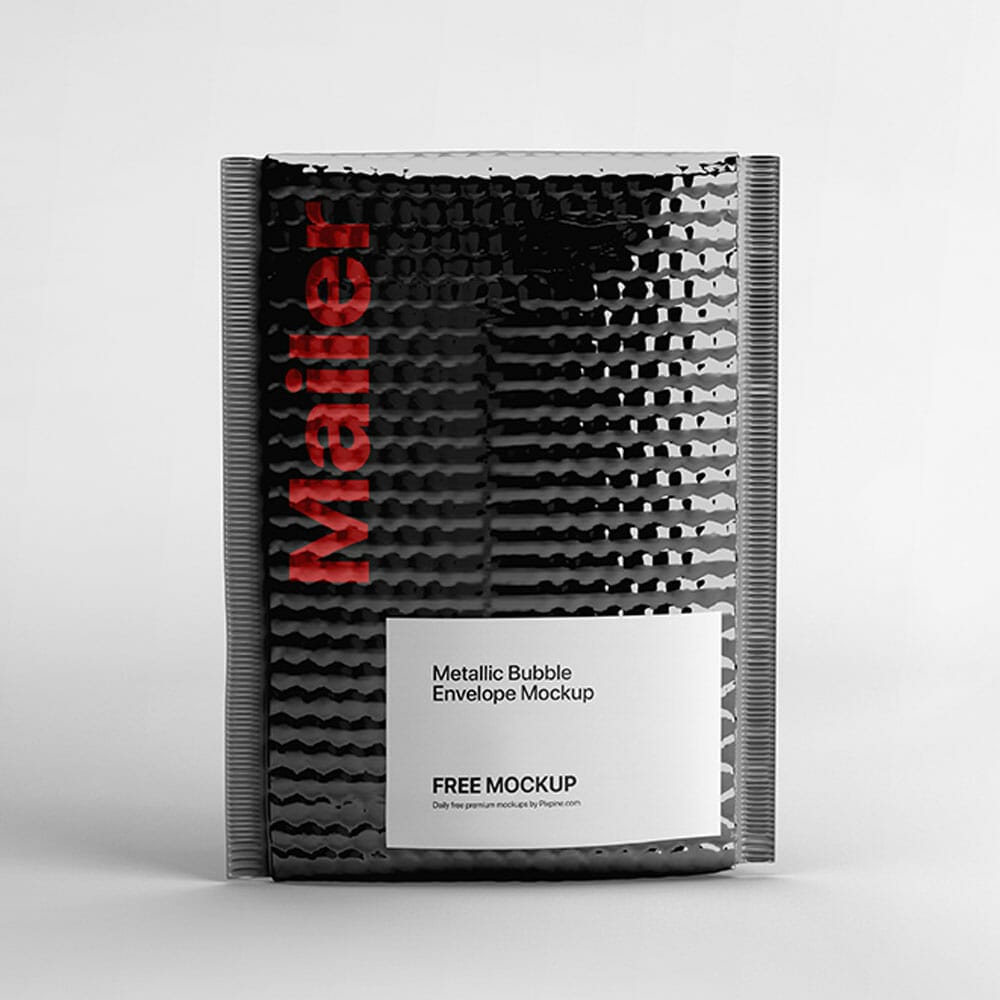 Free Metallic Bubble Envelope Mockup