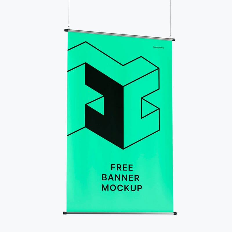 Free Modern Hanging Banner PSD Mockup