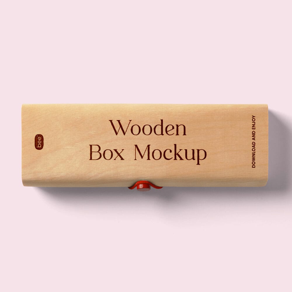 Free Oblong Wooden Box Mockup