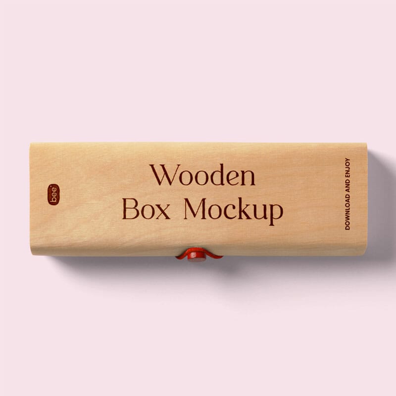 Free Oblong Wooden Box Mockup