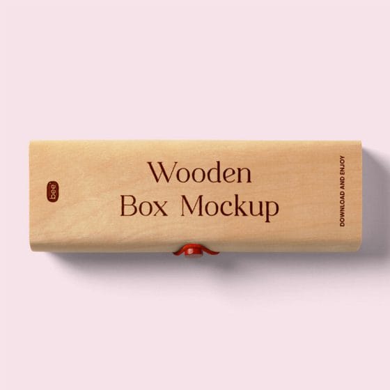 Free Oblong Wooden Box Mockup