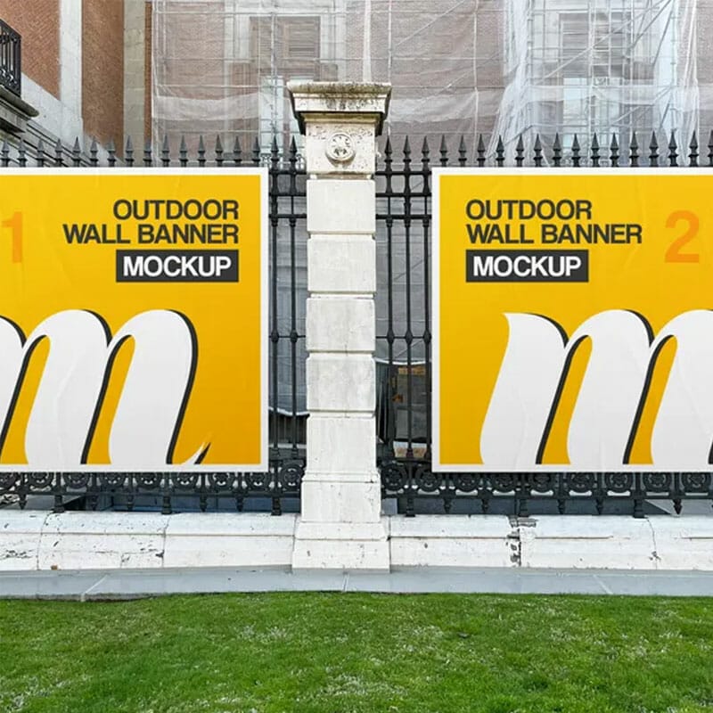 Free Outdoor Wall Banner Mockup