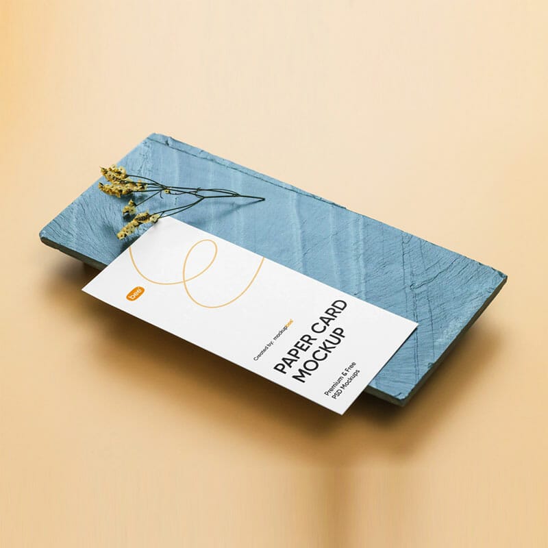 Free Paper Card On Brick Mockup